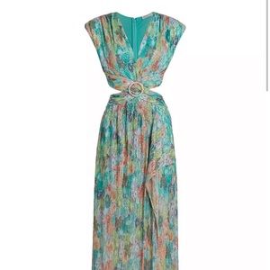 Ramy Brook Genesis Floral Foil Cut Out Gown